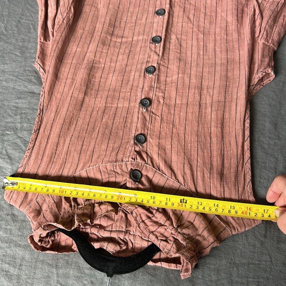 XL Lagenlook dress from a boutique in Seoul Korea. Dusty pink/tan w pinstripes - Picture 6 of 16